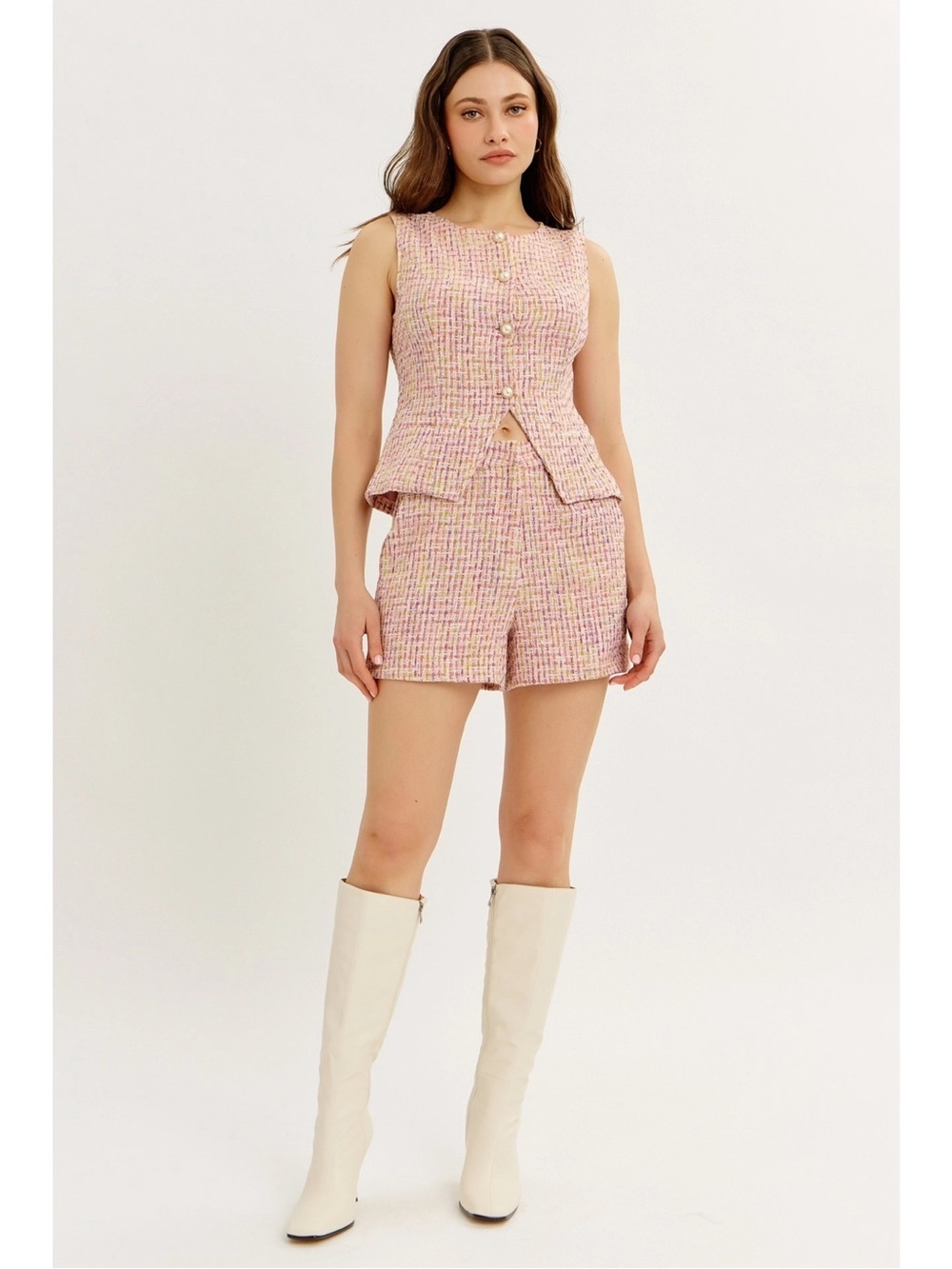 NWT Pink Tweed Two Piece Set